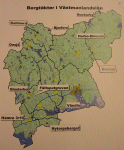 Liten karta över bergtäkter i Västmanland